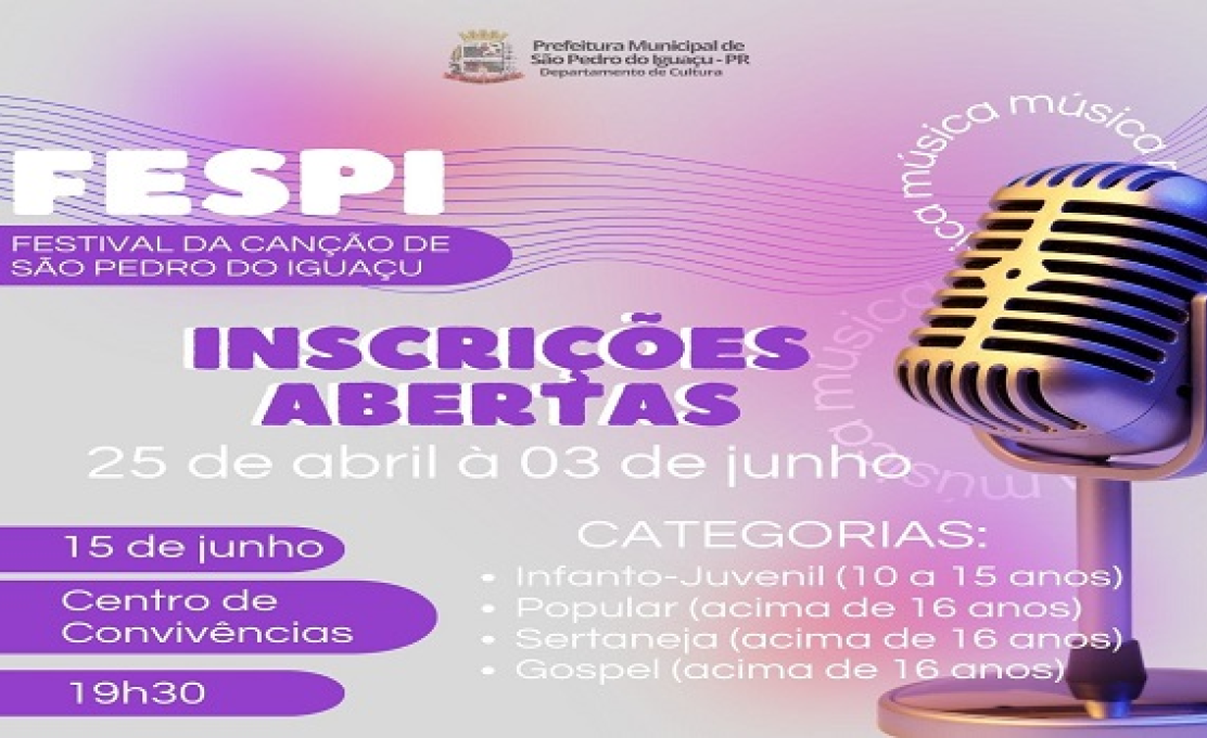 O Festival da Canção de São Pedro do Iguaçu - FESPI vem aí!