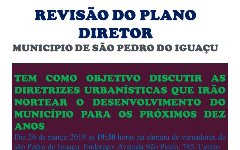 Audiência Pública para revisão do Plano Diretor Municipal