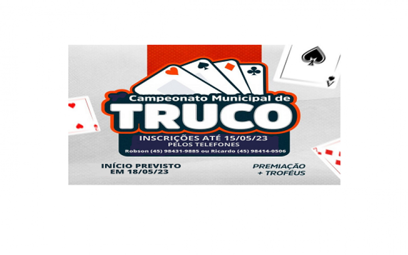 Vem aí o campeonato municipal de truco em duplas.