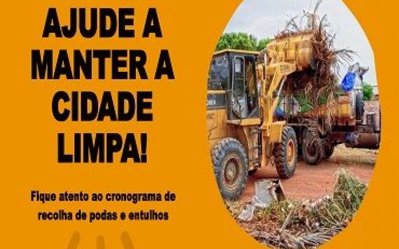 Secretaria de Obras e Urbanismo iniciará 1ª etapa da recolha de podas e entulhos