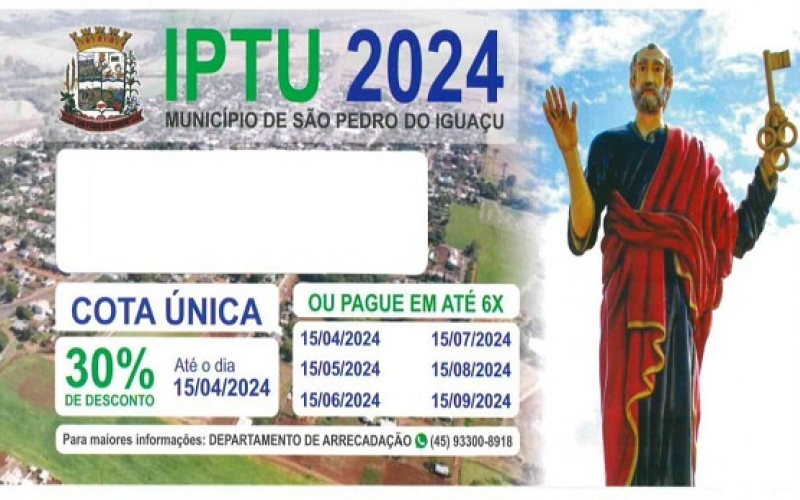 Carnês do IPTU já podem ser retirados na Prefeitura.